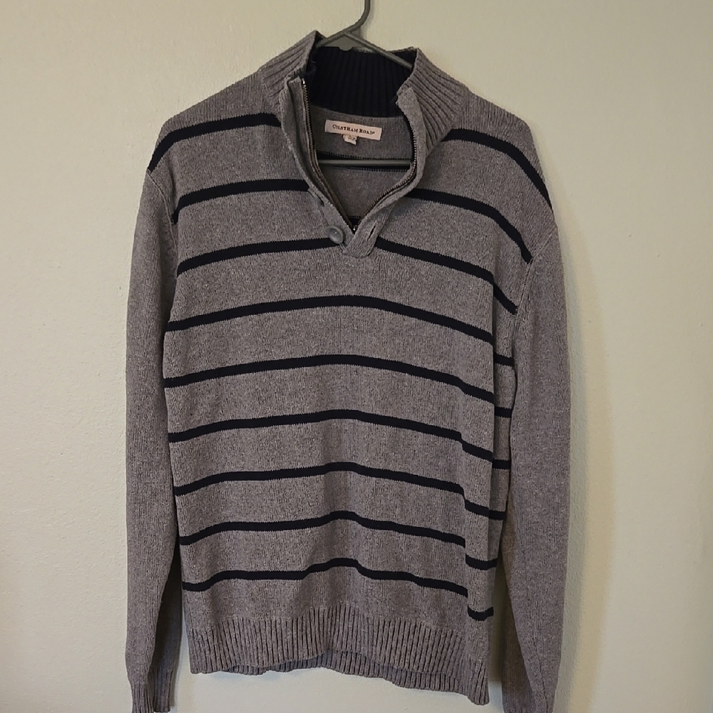 Chatham Road Striped Gray Sweater Size Large